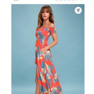Lulus Patsy Coral print dress - Size M